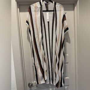 House of Harlow 1960 Black and Brown Striped Knit Accent